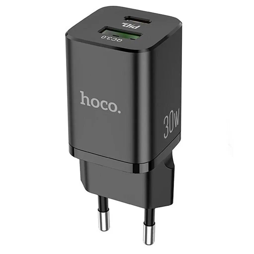 Сетевое зарядное устройство 1 USB+Type-C Hoco N13 PD30W+QC3.0 Black - фото 6