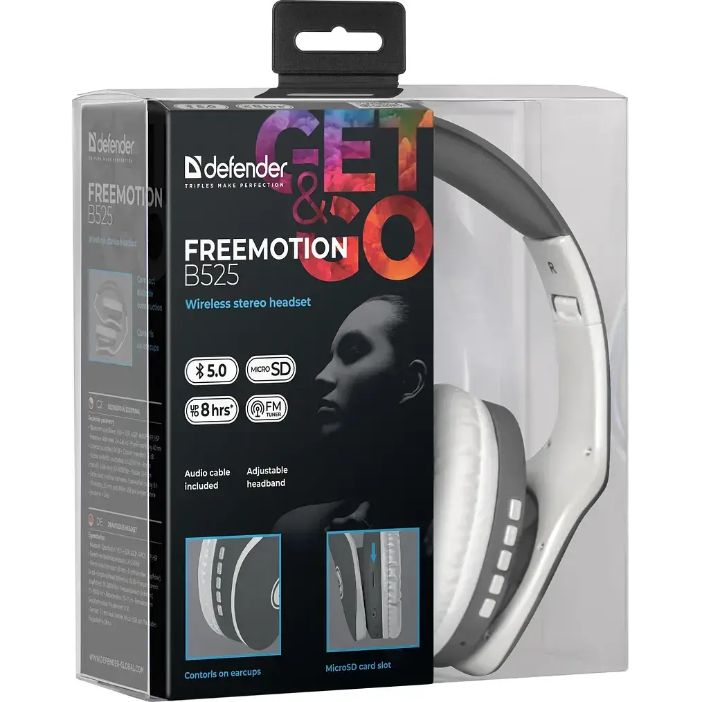 Гарнитура Defender FreeMotion B525 Gray + White Bluetooth (63527) (6492205) - фото 6