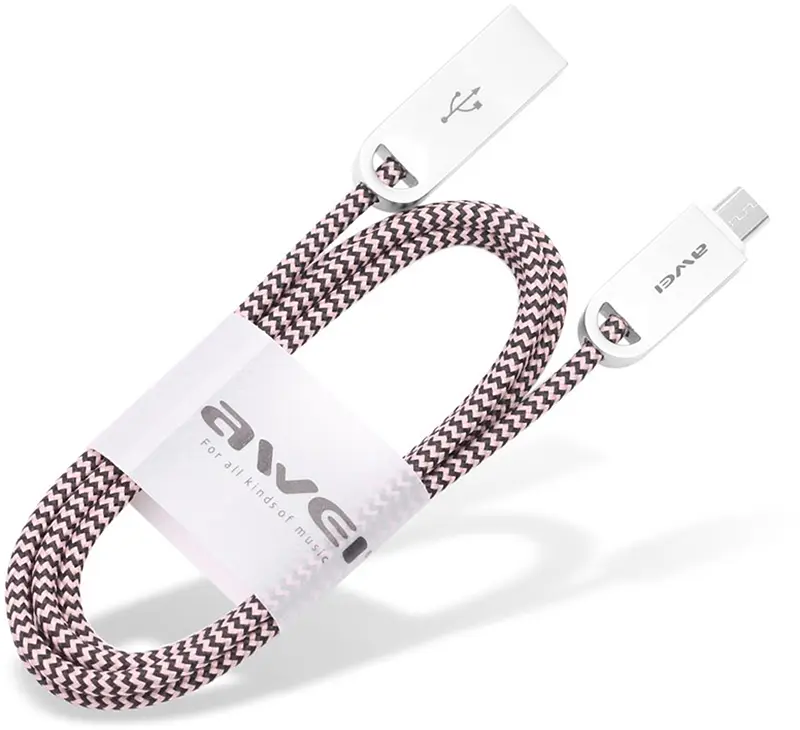 Кабель AWEI CL-30 MicroUSB 1m Rose Gold - фото 2