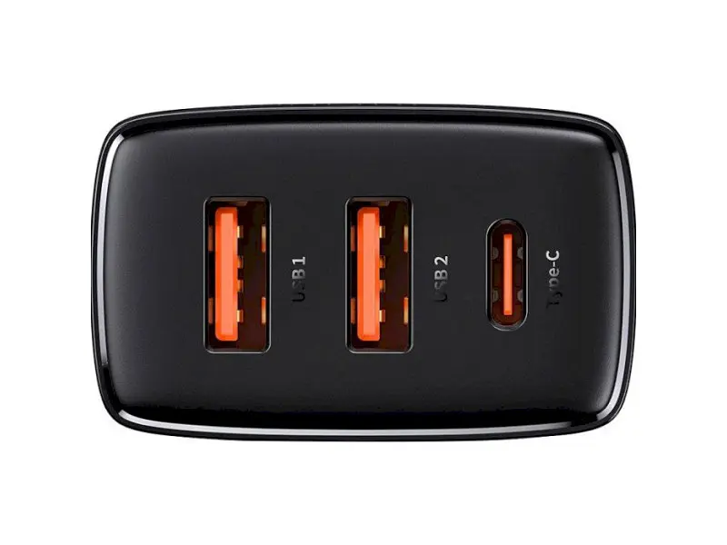 Мережевий зарядний пристрій BASEUS Compact Quick Charger 2xUSB U+C 30 W Black (CCXJ-E01) - фото 2