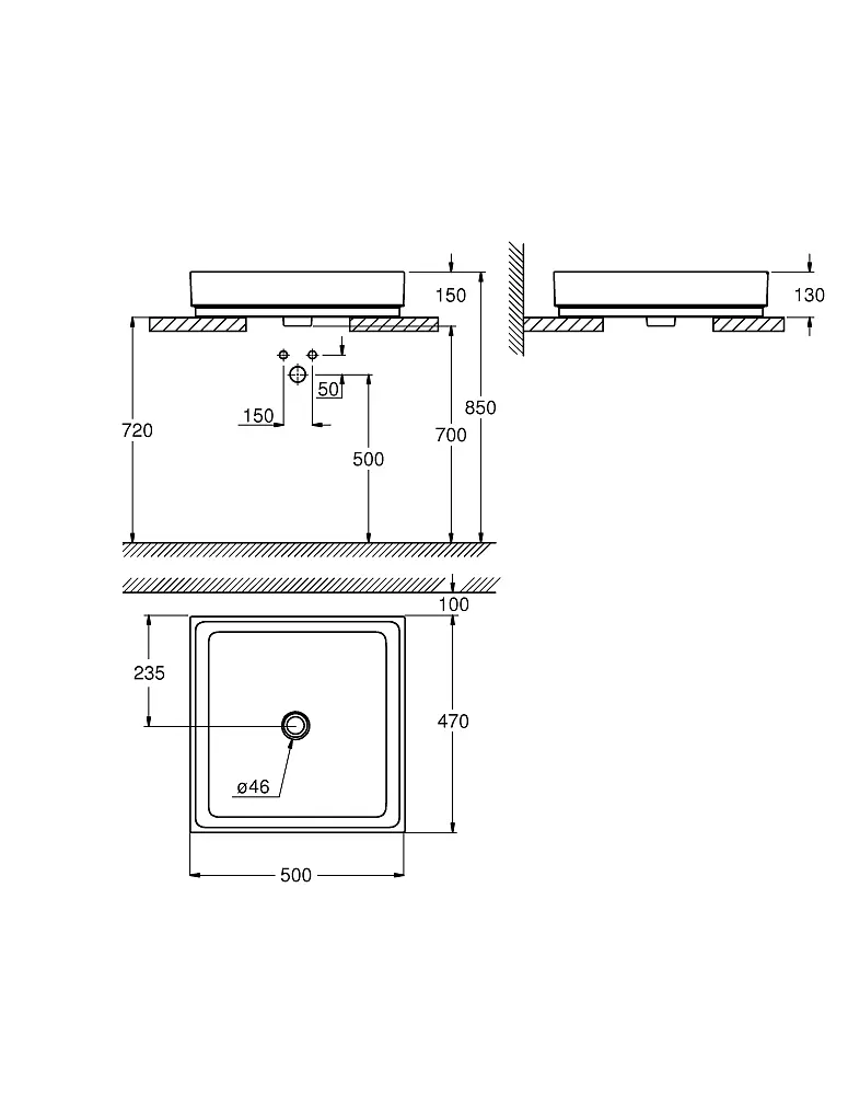 Умивальник Grohe Cube Ceramic накладний 500x490 мм 3948100H, Білий - фото 2