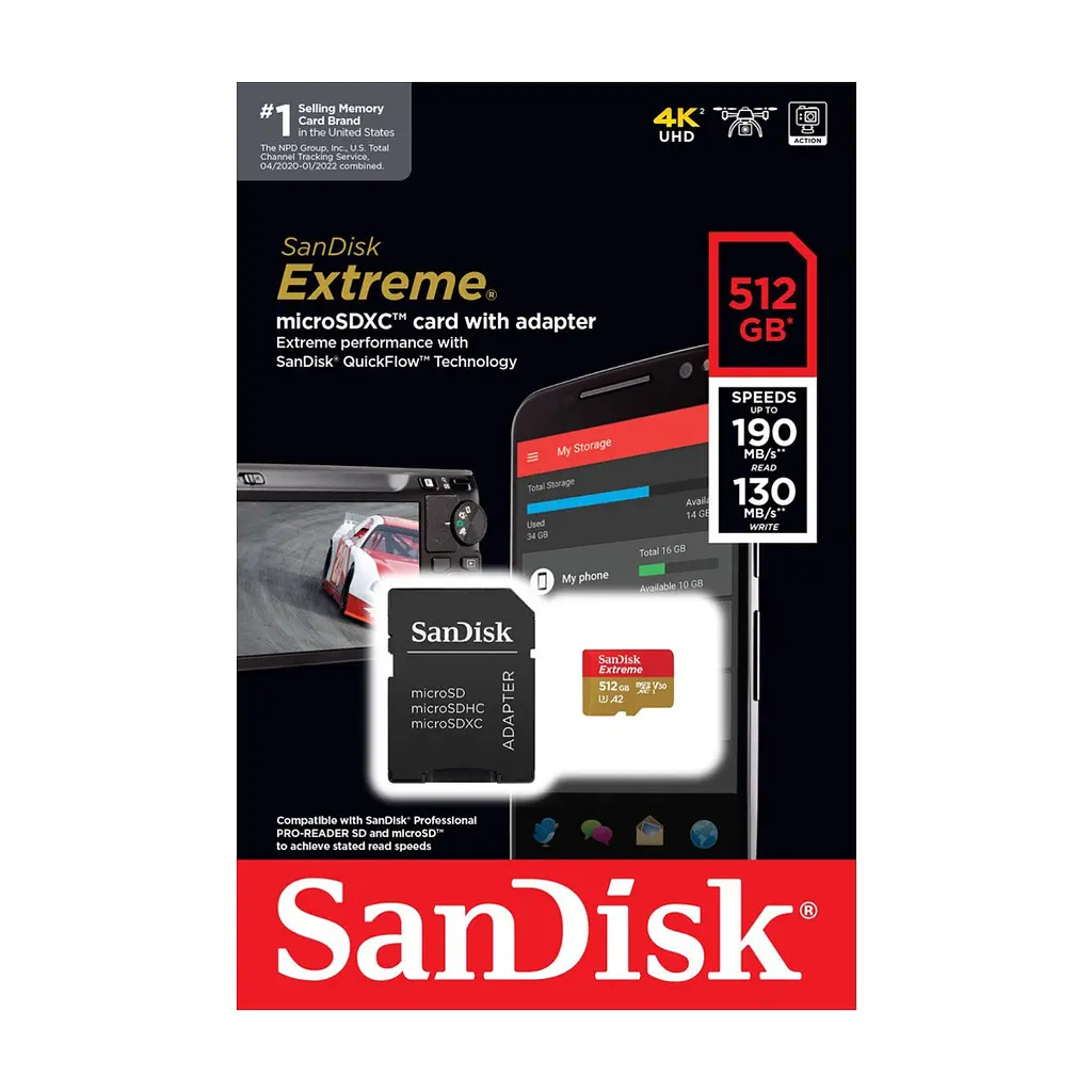 Карта пам'яті SanDisk 512GB microSD class 10 UHS-I U3 V30 Extreme (SDSQXAV-512G-GN6MA) - фото 5