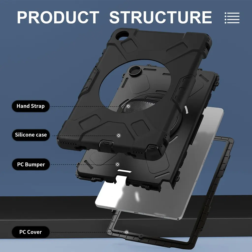 Чехол Rugged 3 Layers бронированный противоударный с защитой-360 Samsung Galaxy Tab A9+ Plus SM X210 X215 - фото 8