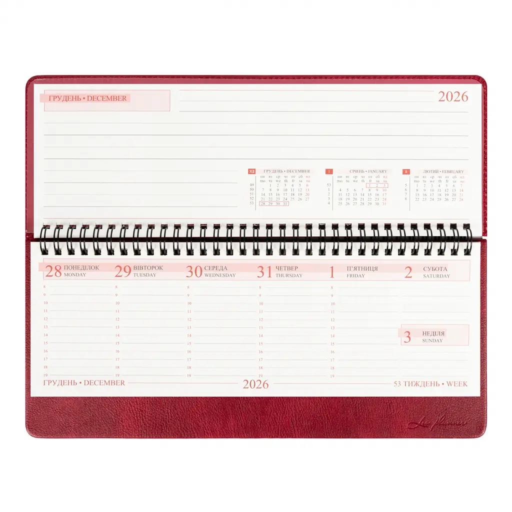 Планінг-щотижневик настільний Leo Planner 2027 Persona 30х14 см 128 сторінок бордовий (252741) - фото 8