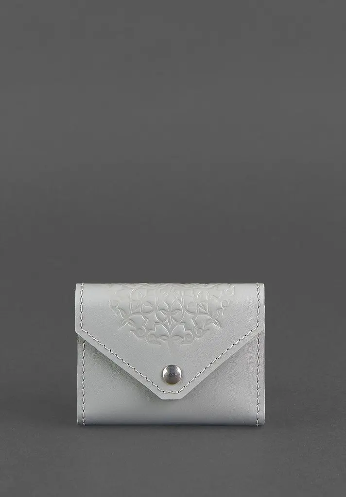 Жіночий шкіряний кард-кейс 3.0 (Гармошка) Сірий з мандалою - фото 2