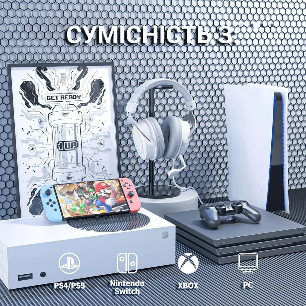 Ігрова гарнітура Fifine H3W RGB White (H3W) - фото 2