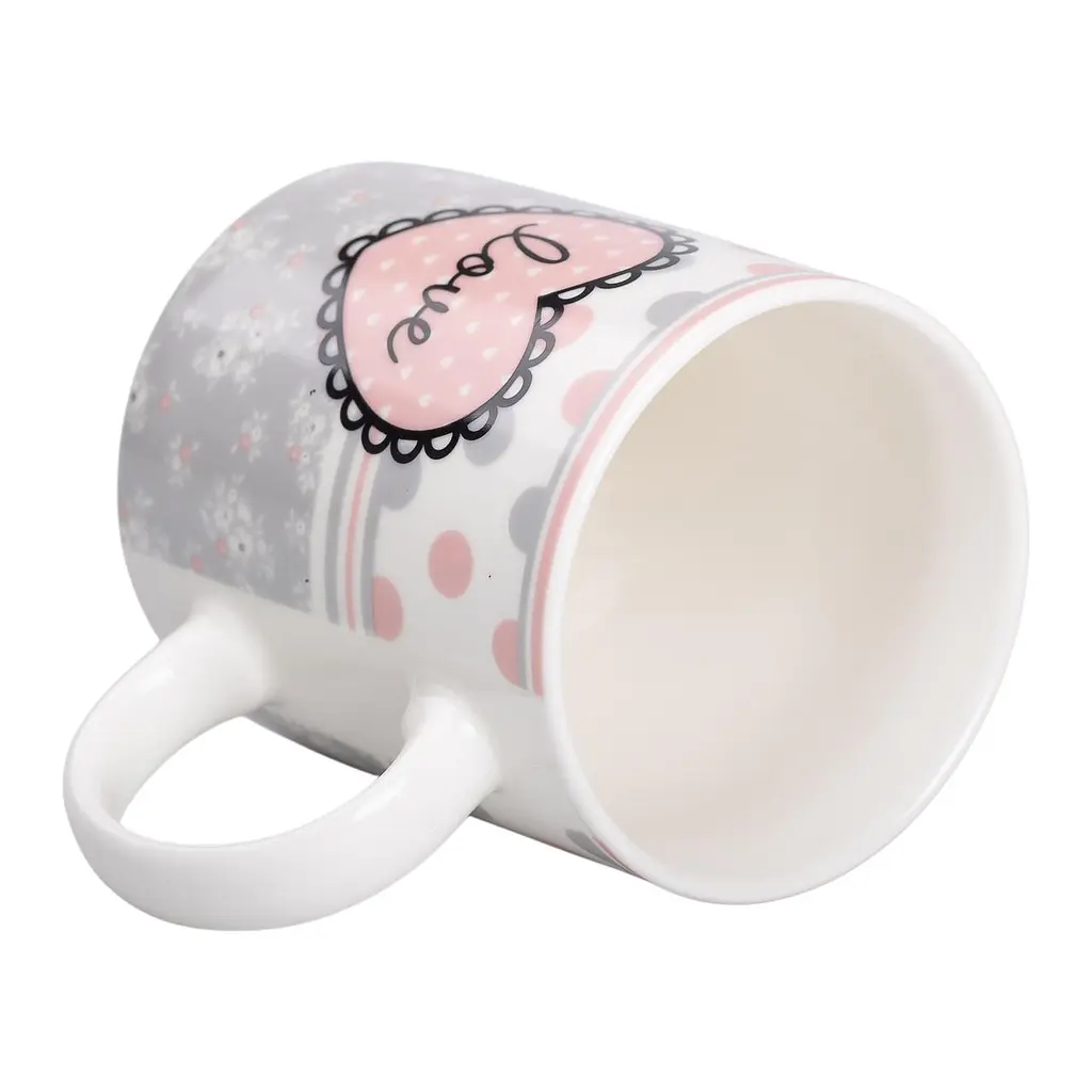 Чашка порцелянова Love 400 мл, сірий Liling Rongxiang Ceramic RX-N240143GKV - фото 8