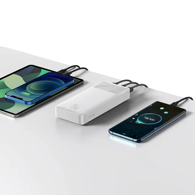 Повербанк Baseus Bipow Digital Display 2 USB + Type-C 15W 20000 mAh White - фото 9