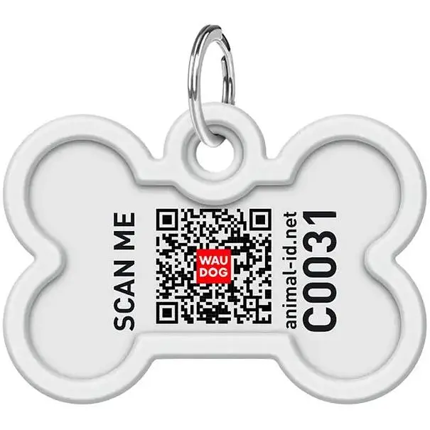Адреса для собак и кошек Waudog Smart ID металлический с QR паспортом рисунок Бэтмен лого кость, Д 40 мм, Ш 28 мм - фото 4