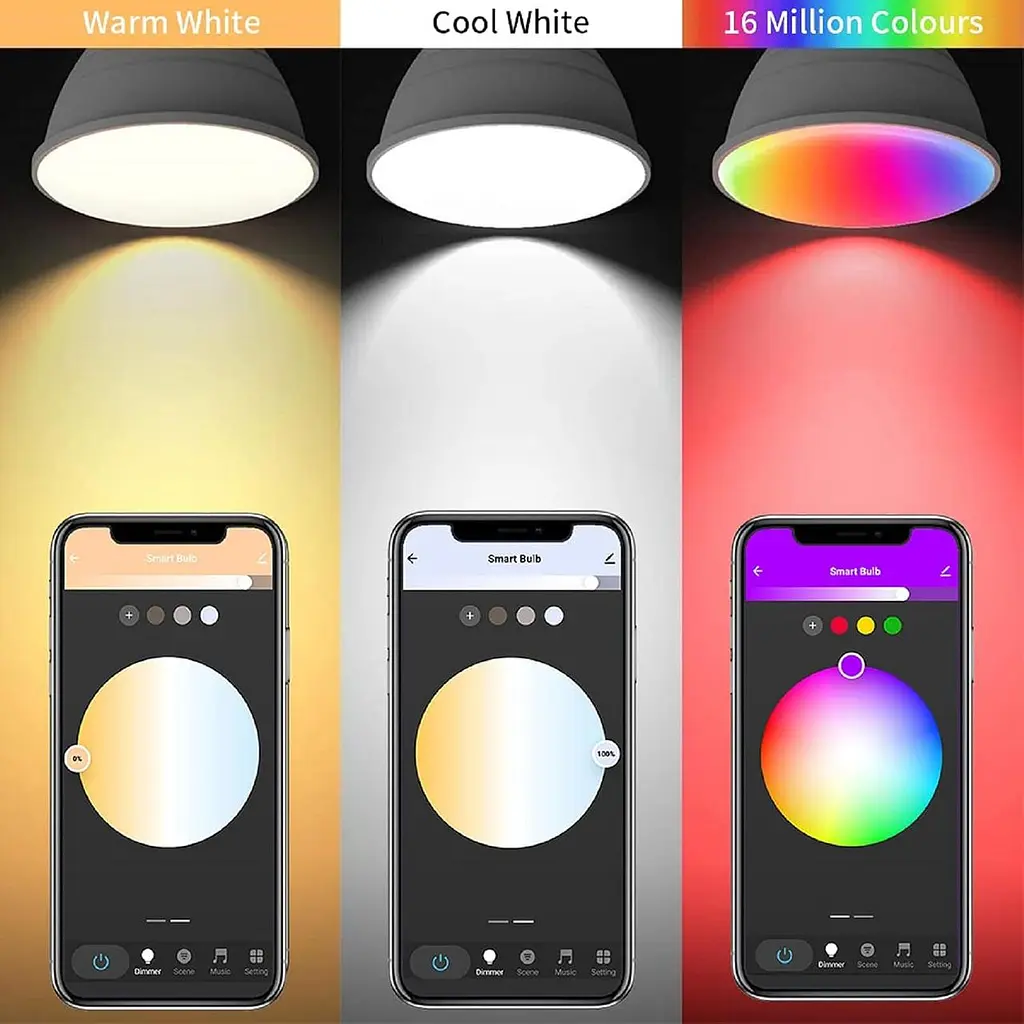 WiFi Умные лампочки LED B22 Bayonet Music Sync RGBCW Изменение цвета Темная теплая/прохладная лампочка, совместимая с ярлыками Google - фото 4