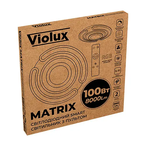 Світильник LED smart MATRIX+пульт 100W 3000-6000K IP20 білий круг Violux ( 220475 ) - фото 8