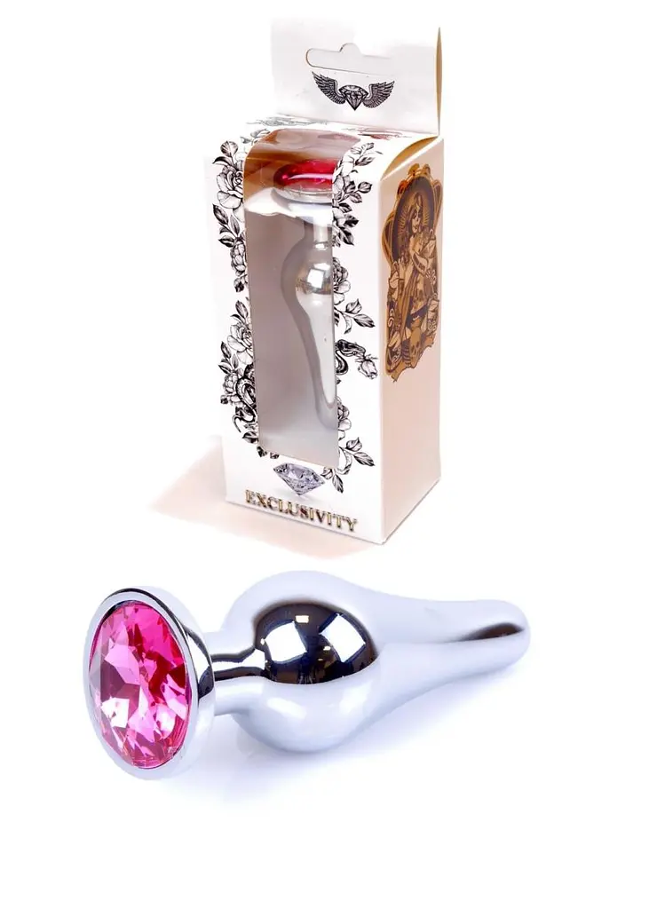 Анальна пробка - Jewellery Silver Long Plug Pink - фото 11