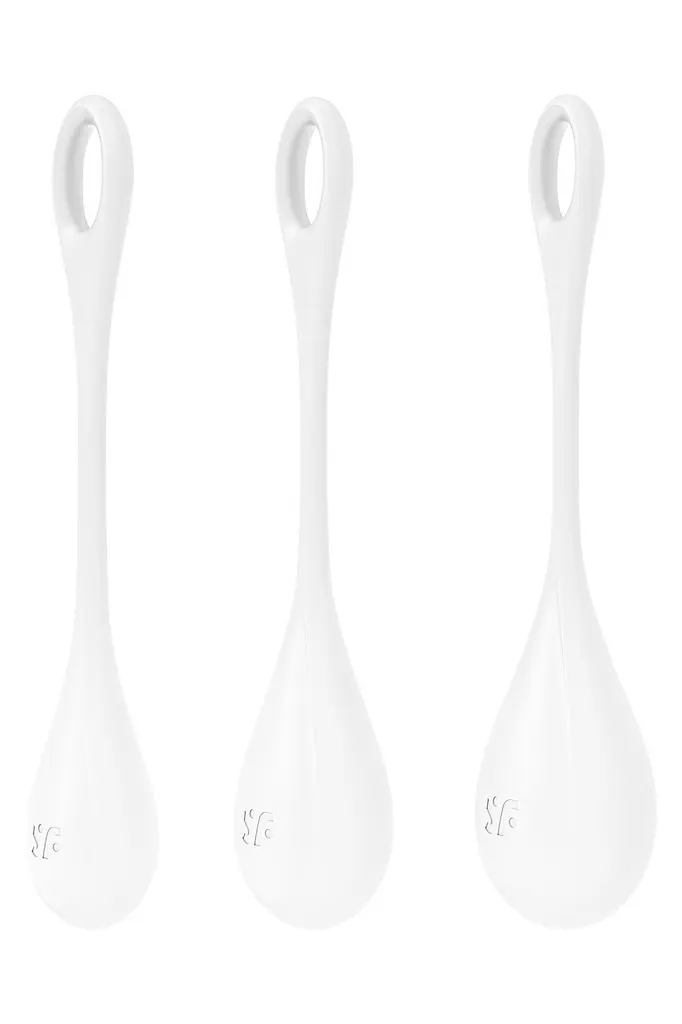 Вагінальні кульки кульки Кегеля тренажер м’язів Satisfyer Yoni Power 1 White — силіконовий набір, білий - фото 3