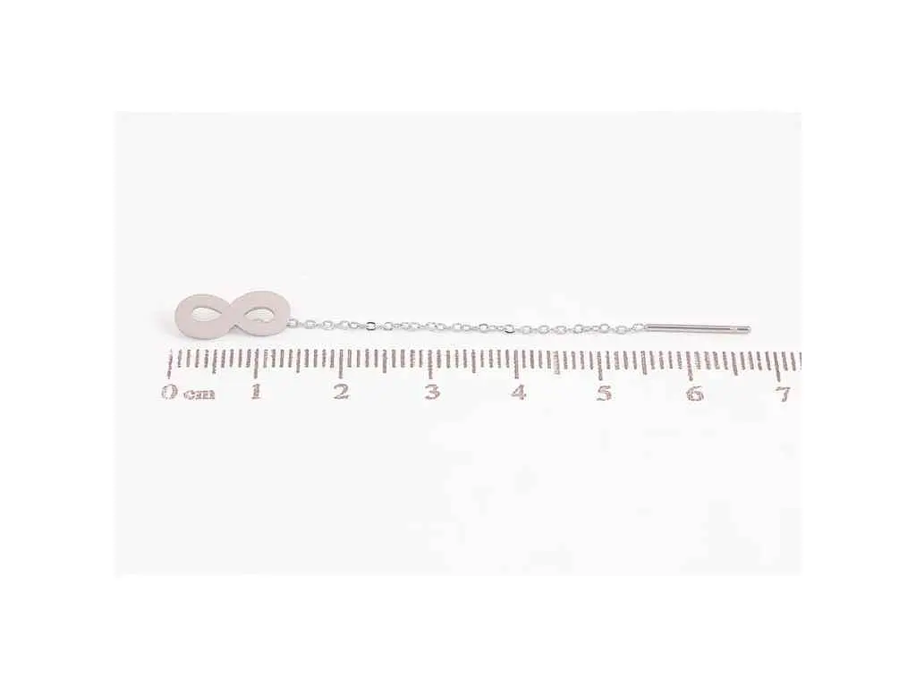 Сережки Xuping протяжки TTM Stainless Steel Родій "Знак нескінченності з ланцюжком" 6,6см (334443) - фото 2