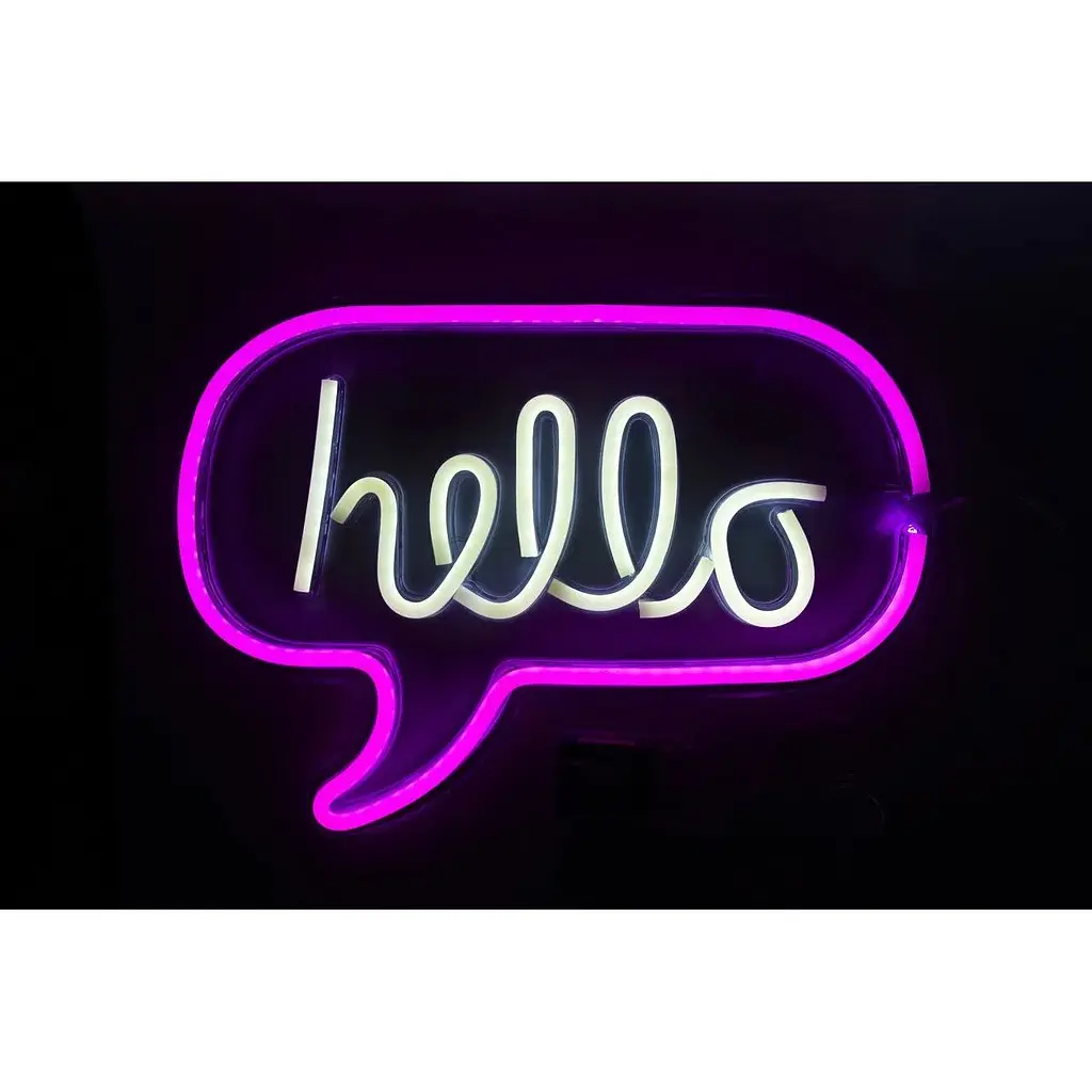 Нічник неоновий Hello на батарейках рожевий (141417) - фото 2