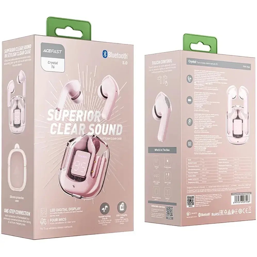 Навушники TWS Acefast T6 pink lotus - фото 6