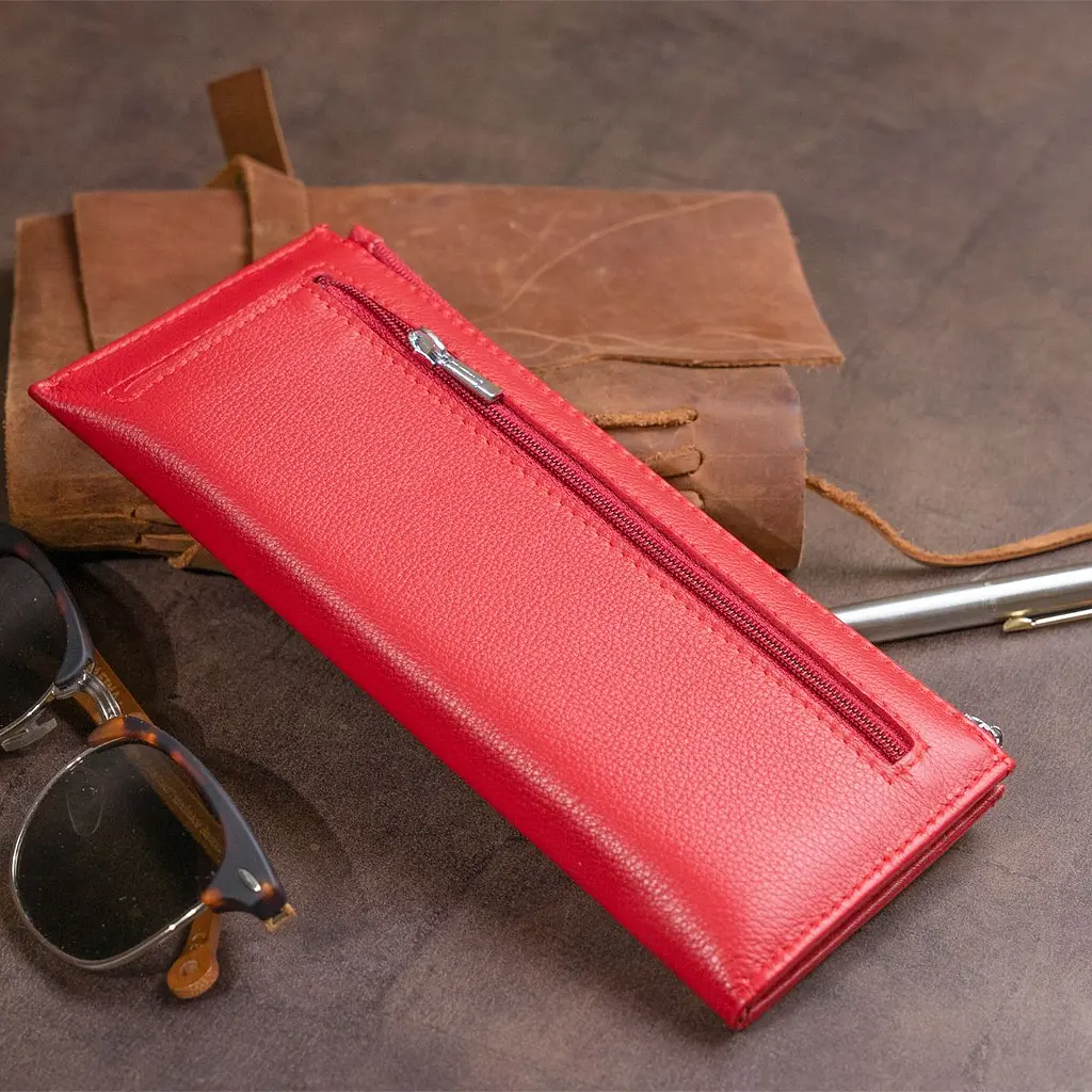 Горизонтальний тонкий гаманець зі шкіри ST Leather 19330 червоний - фото 9