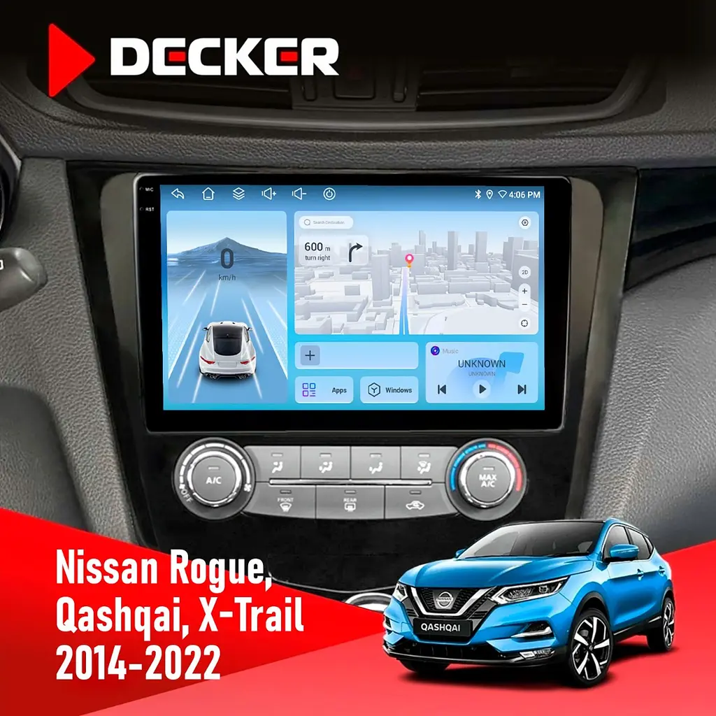 Штатна магнітола Nissan Qashqai, X-Trail 2014+ Decker D10-010 6x128, DSP, 4G, 2K Decker (НФ-00009344)