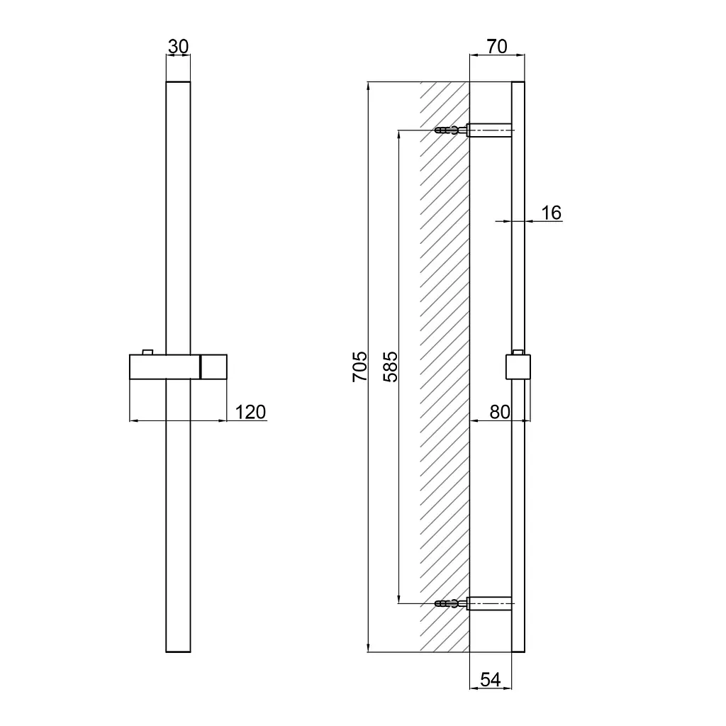 Душова стійка з тримачем універсальна Qtap Lepit 705 мм прямокутна QTLEP82103NB Black Matt Чорний матовий - фото 2
