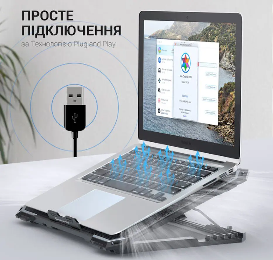 Охолоджувальна підставка для ноутбука до 21 дюймів GamePro GPCP-485 5xfans - фото 9