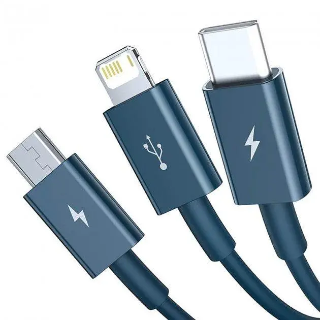 Кабель Baseus Superior Series Cable USB to Type-C/Lightning/MicroUSB 3.5A 1.5m CAMLTYS-03 Blue - фото 5