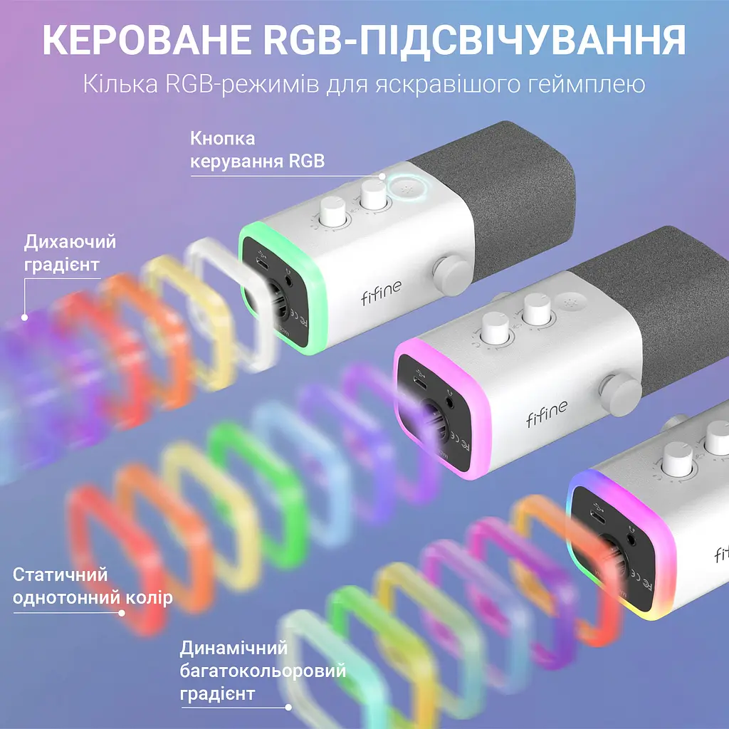 Микрофон динамический Fifine AM8TW USB/XLR White (AM8TW) - фото 7