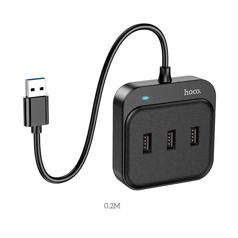 Розгалужувач usb адаптер Hoco HB31 Easy 4-in-1 converter Usb to Usb3.0+Usb2.0x3 0.2м - фото 4