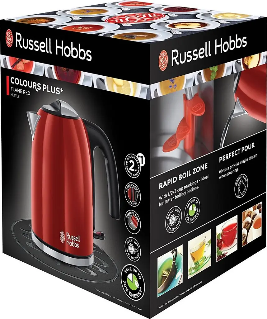 Электрочайник Russell Hobbs Colours Plus 1.7 л металл красно-черный kuh0015302 - фото 6