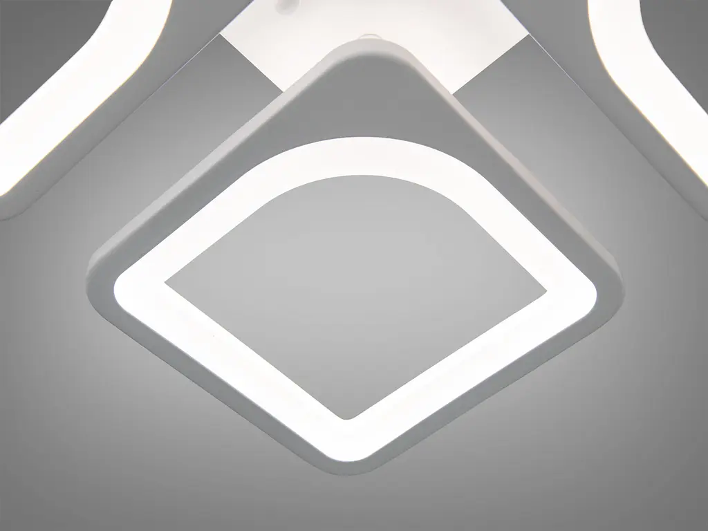 Стельова LED-люстра Diasha S8060/4WH з пультом і димером, біла, 60 W, 3575 lm, квадратні акрилові плафони 37,7x37,7 см - фото 5