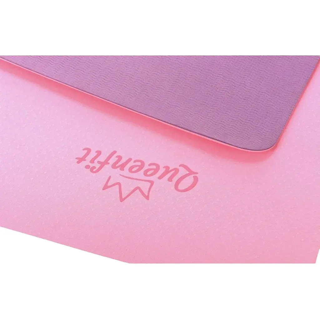 Коврик для фитнеса и йоги Queenfit Premium TPE 0.6 см розово-фиолетовый - фото 5