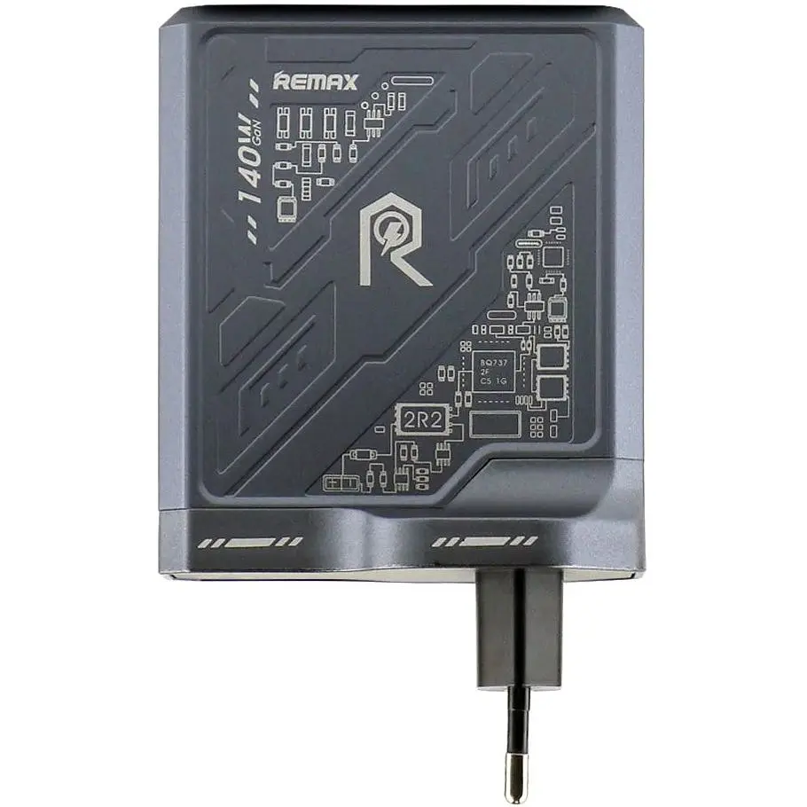 Зарядний пристрій Remax RP-U106 Mecha Warrior GaN 140W 2C/1A MacBook Pro PD 3.1 Lenovo IdeaPad 14pro Grey - фото 3