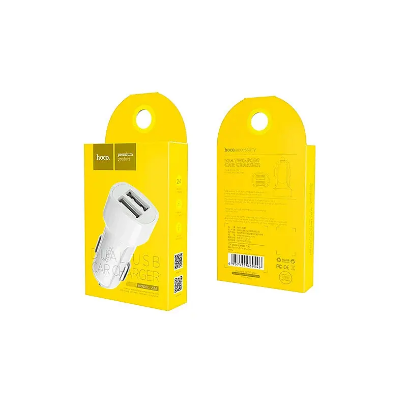 Автомобільний зарядний пристрій Hoco Z2A Car Charger 2USB White [40699] - фото 3
