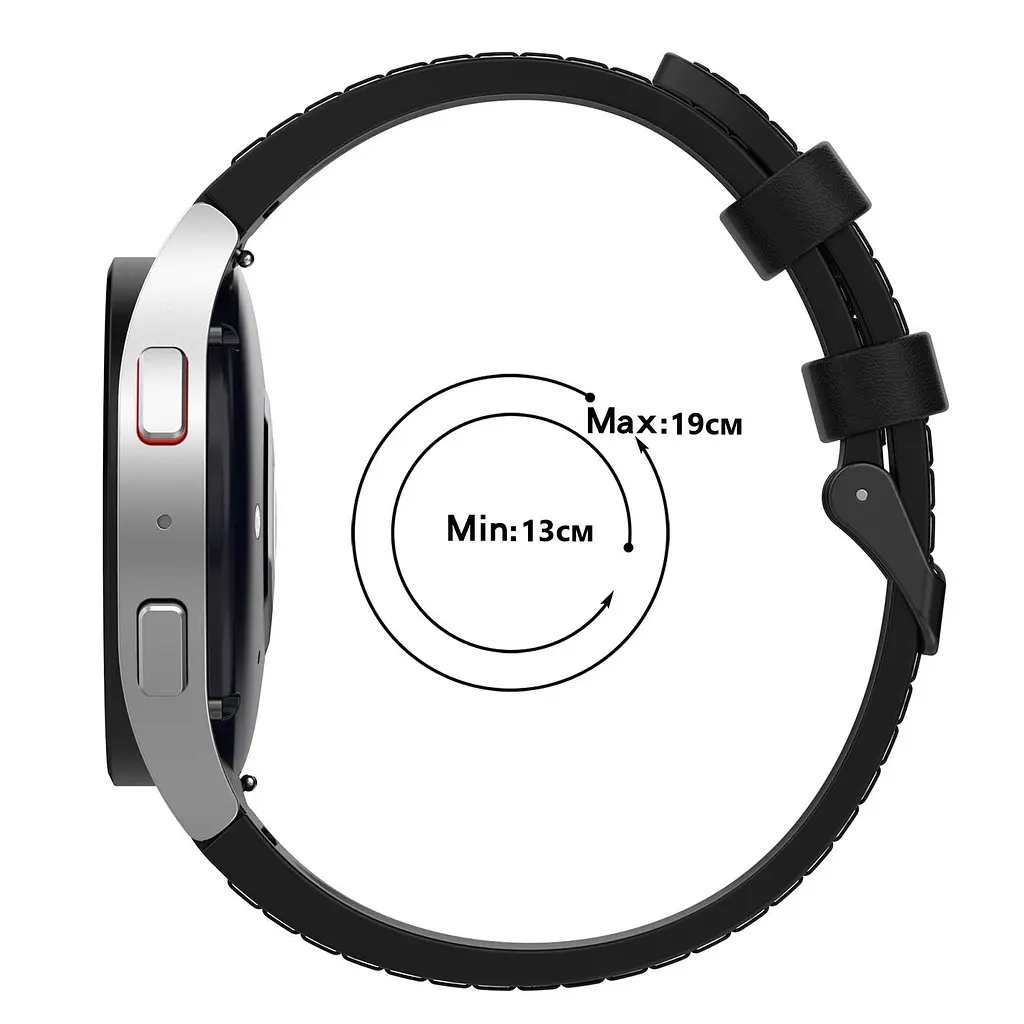 Ремінець шкіра-силікон BeWatch Samsung Galaxy Watch 4/5/6 20 мм Чорний (1gw0102) - фото 5