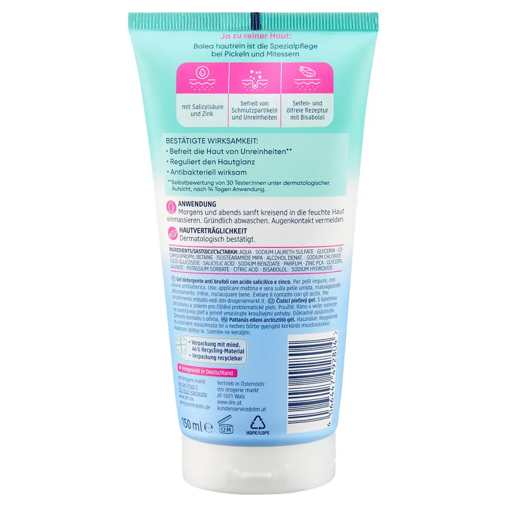 Гель для вмивання Balea Skin Clean з цинком і саліциловою кислотою проти прищів, 150 мл - фото 3