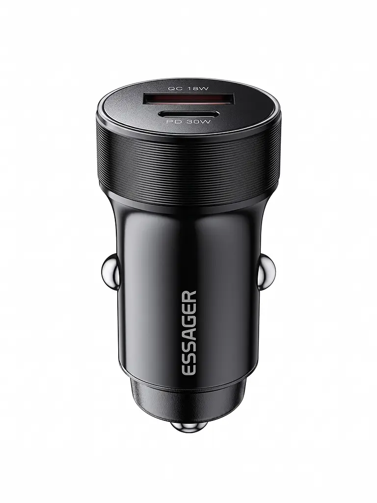 Essager Car Charger 30W 2 порта USB-C та USB-A PD QC 3.0 (чорний) - фото 2