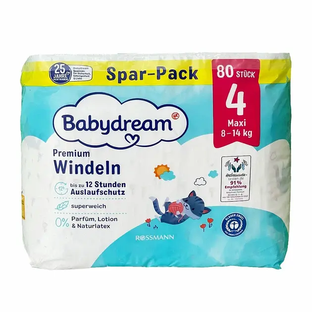 Підгузники Babydream Premium 4 Maxi 8-14 кг 80 шт
