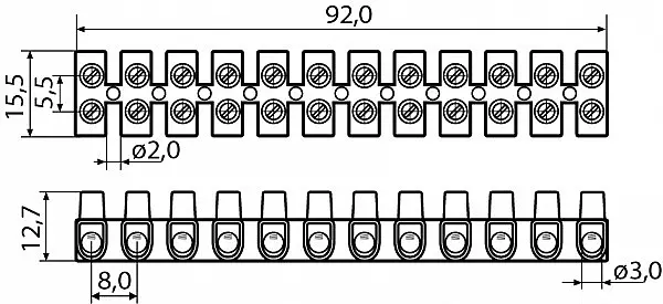 Клемні колодки 4 мм2 / 3А тип W (U), A0130040001 - фото 2