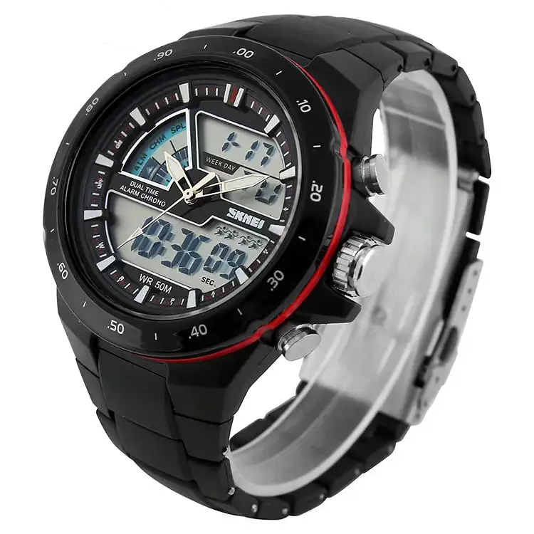 Чоловічий годинник Skmei 1016 Shark Black З червоною облямівкою - фото 2