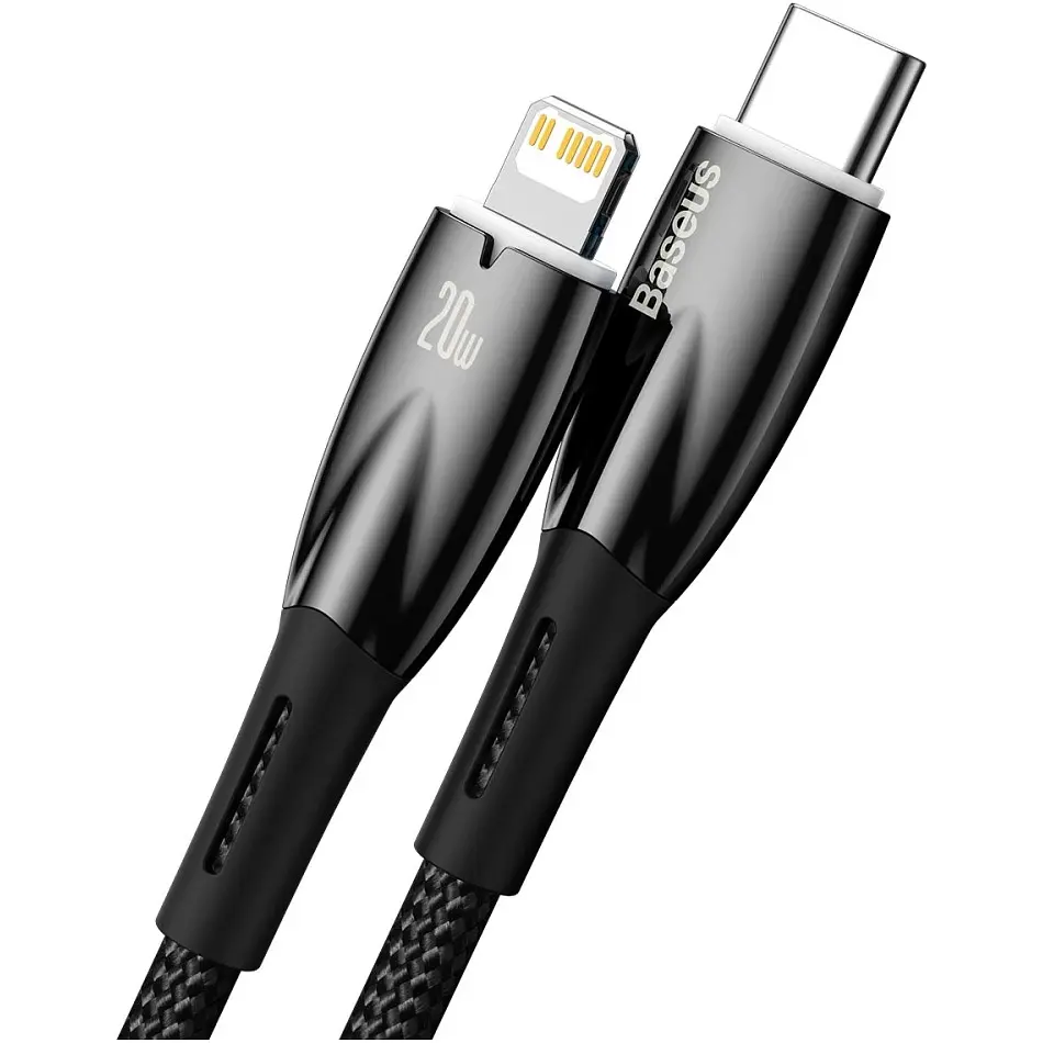 Кабель Baseus Glimmer Series Fast Charging USB-C to Lightning 20w 1m Black (CADH000001) [113822] - фото 2