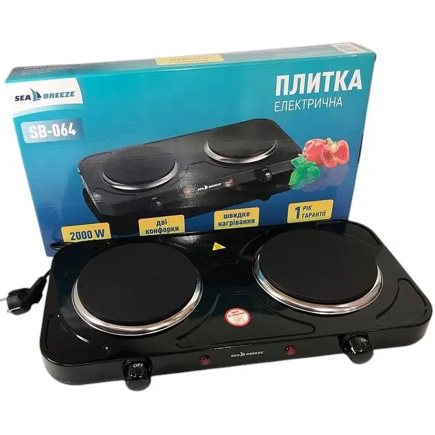 Електроплитка SeaBreeze SB-064 2000 Вт 2 конфорки диск чорна - фото 7