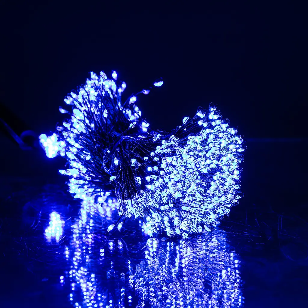 Гірлянда Кінський хвіст Мішура 1200 LED 20 ниток 2 м зелена, синій GarlandoPro D1200L2MGBL - фото 9