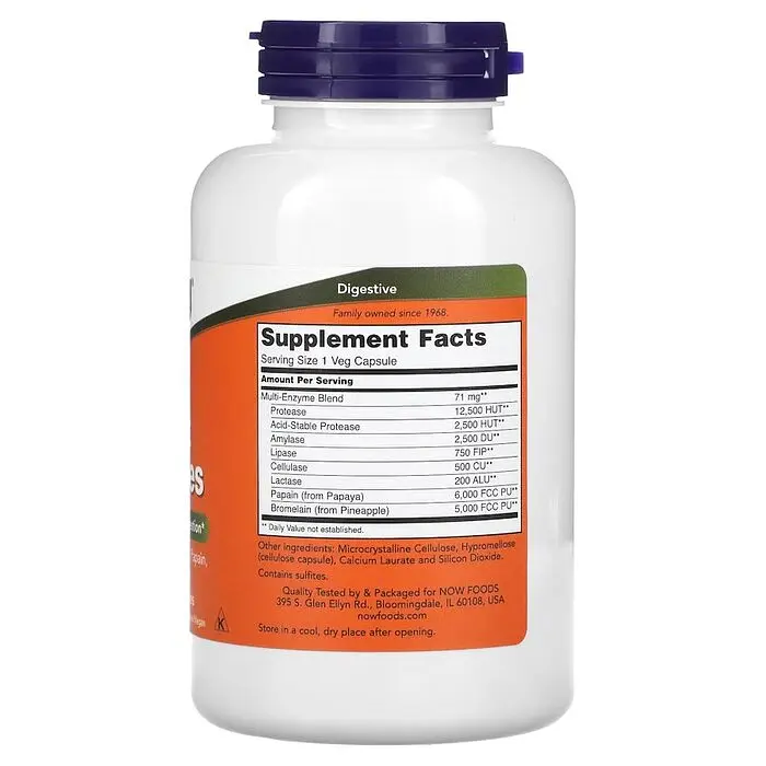 Пробиотики и пребиотики NOW Plant Enzymes, 240 вегакапсул - фото 2