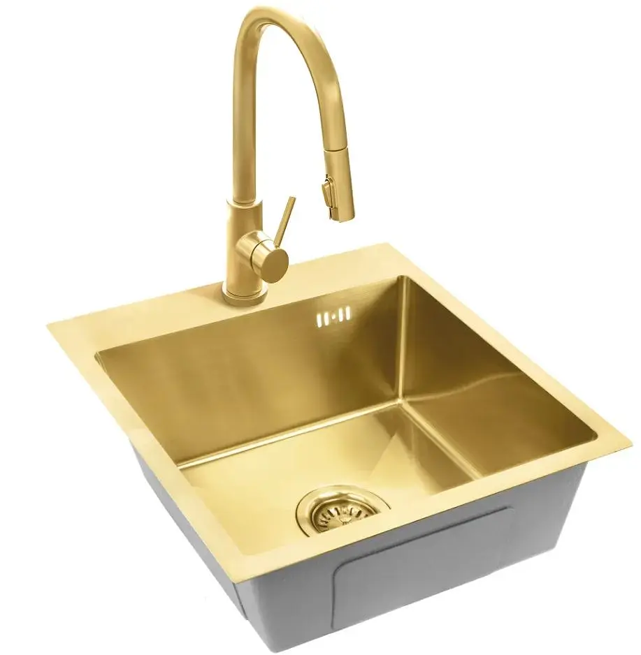 Кухонна мийка Rea Leo 40 400x450 мм brushed gold ZLE-06001 - фото 3