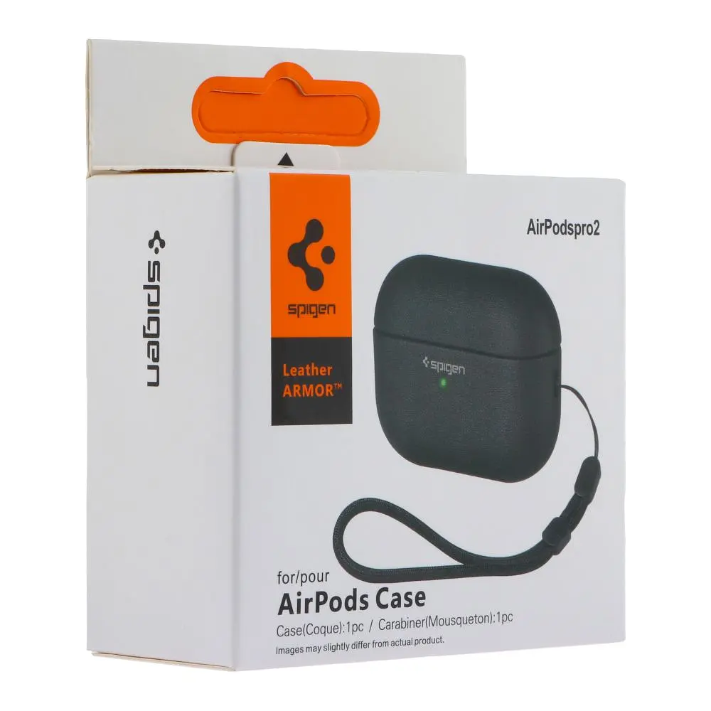 Футляр із нейлоновим шнурком Spigen Leather Armor Airpods Pro 2 Black (35262_3345604) - фото 2