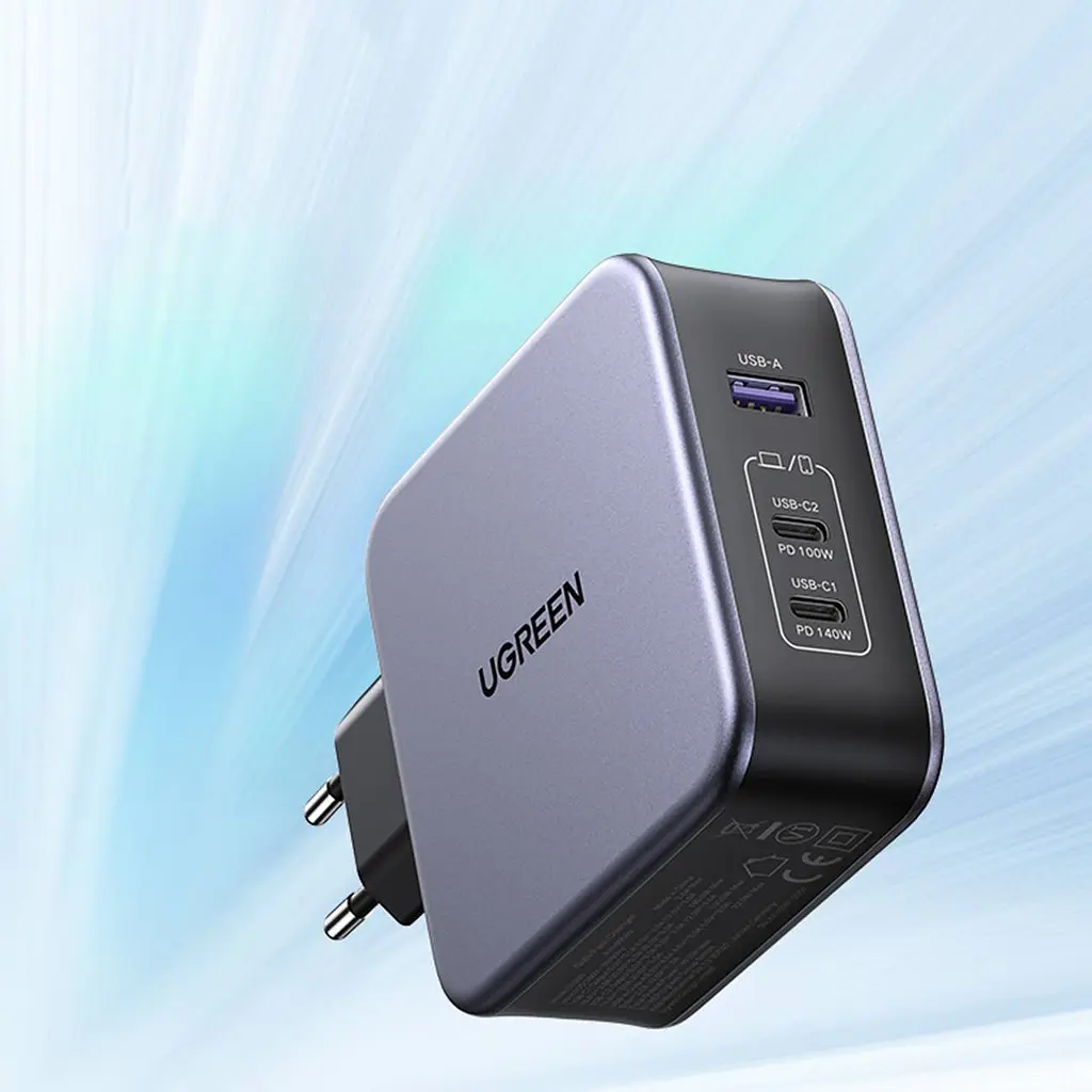 Зарядний пристрій 3xUSB 140W 2хUSB-C+USB-A Gan CD289 with C to C Cable 1.5 м Gray Ugreen - фото 7