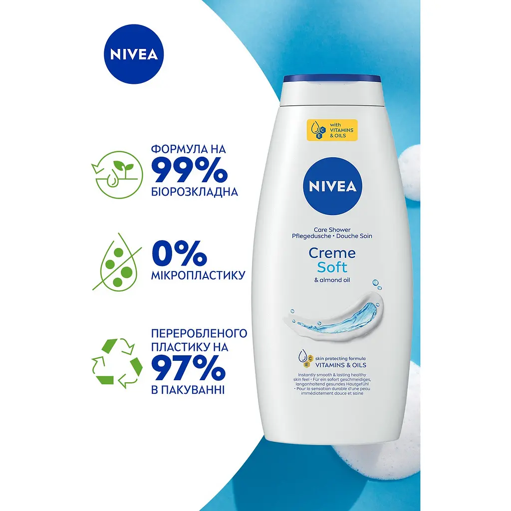 Гель-уход для душа NIVEA Крем Софт и миндальное масло 750 мл - фото 3
