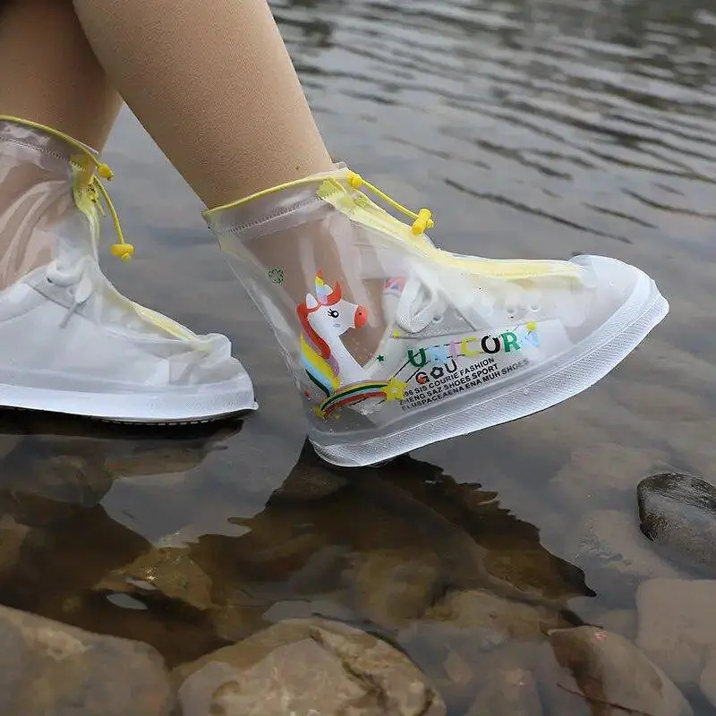 Детские резиновые бахилы Lesko 20 см Прозрачный желтый, Единорог (15346) - фото 2