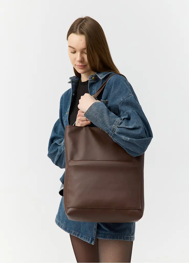 Жіноча сумка Sambag Largo шоколадна 41 х 30 х 10 см (93220020) - фото 2