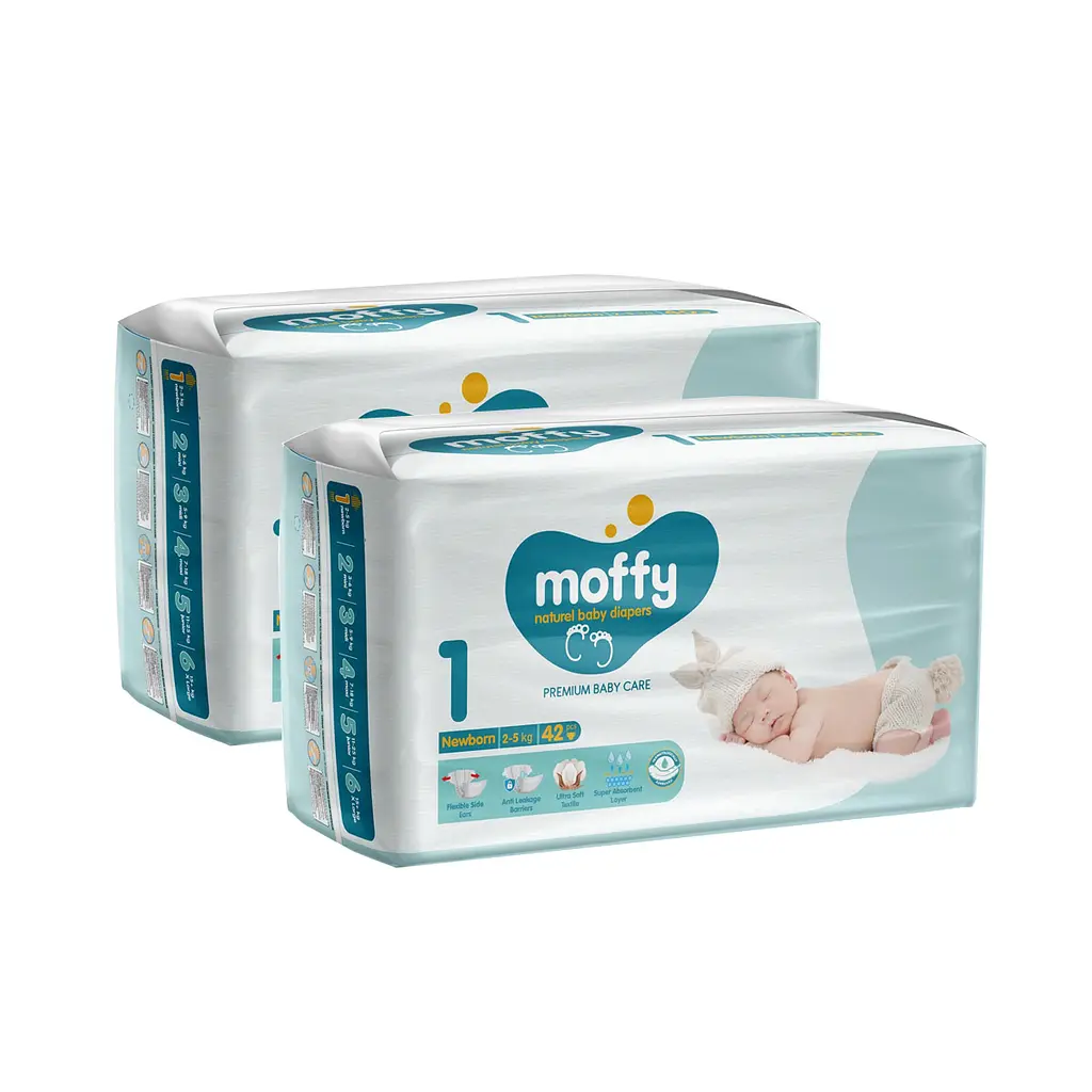 Підгузки дитячі Moffy Twin 1 (2-5 кг) 84 шт. (42 шт. x 2)