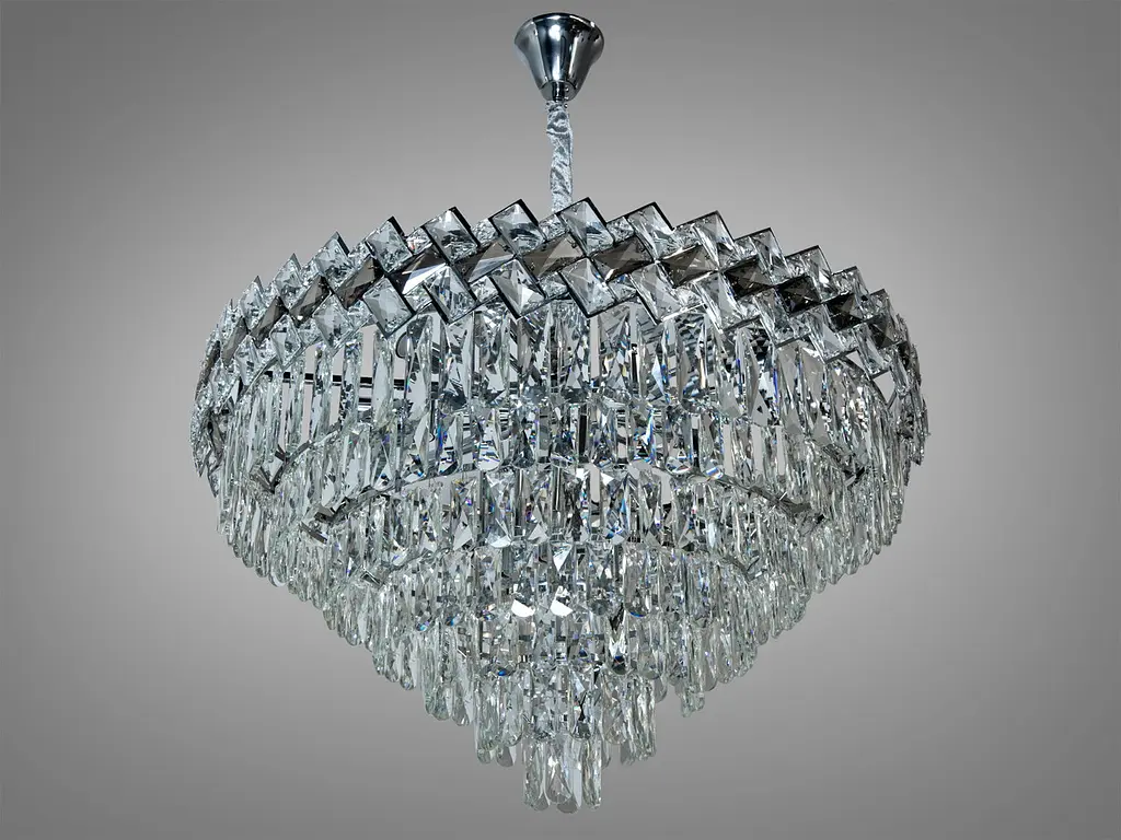 Люстра стельова кришталева Diasha 6309-800CH 20 E14, хром, регульована висота, 95 см, сучасний стиль для дому - фото 2
